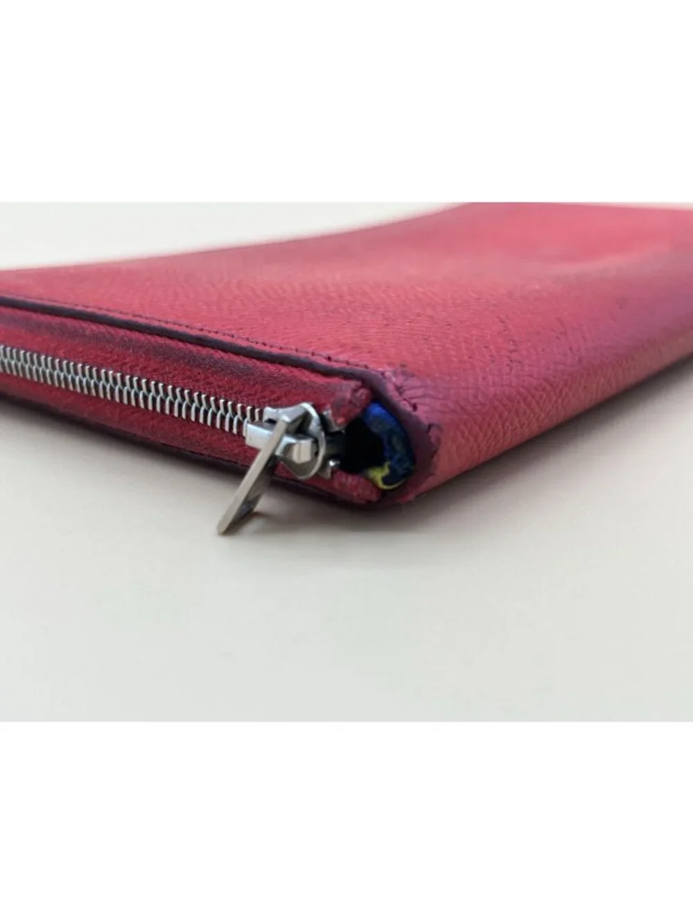 Hermes Azap Silk In Zip Around Wallet Rouge Red Epsom Leather Silk Lining France